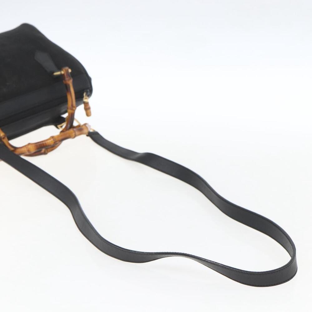 GUCCI Bamboo Hand Bag Suede 2way Black Gold 000 3444 0294 Auth 161026 - Picture 8 of 16